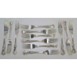 Twelve silver dessert forks in the Kings Pattern, hallmarked for John Round, Sheffield 1900 and