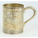 A silver christening mug, hallmarked Thomas Bradbury and Son, Sheffield 1921, 4.1 troy ounces.