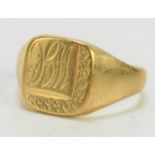 A 9ct gold signet ring, 6.5g.