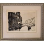 A limited edition etching depicting a Venetian scene, signed bottom right, number 15 of 25.