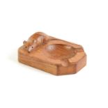 A Robert "Mouseman" Thompson oak ash tray, 10cm by 8cm.