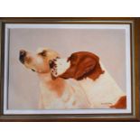 Ken Noble (British Contemporary): 'Watchman and Paintiff', a canine study of two hounds from the