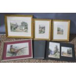 An album of watercolours, depicting various landscapes and garden scenes, together with a framed