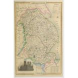 A 19th century coloured map engraving depicting Lincolnshire, 38cm by 23cm