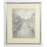 Nan Youngman, OBE (British, 1906-1995) An original pencil drawing titled "Canal", signed and dated