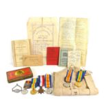 A Boer War and WWI medal group with related paperwork to Harry A. Kirby army number 75319 and 13545,