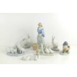 A group of Lladro porcelain figures together with a Royal Doulton reflections "Harvestime"
