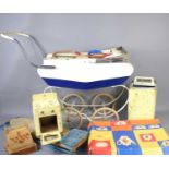A 1960s "Leeway" dolls pram with canopy together with vintage Mettoy tinplate toy washing machine