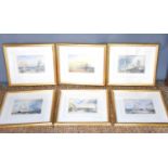 A set of "Six Ports of England" limited edition prints by J.M.W Turner with certificates, from the