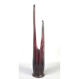 A vintage Art Deco style amethyst coloured glass vase, signed ST to the base, 56cm tall.