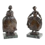 Two early 20th century bronze figures believed to be the characters Polly Peachum and Lucy Lockit