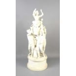 A Niderviller French parian model, of four figures carrying a barrel with further figures inside,