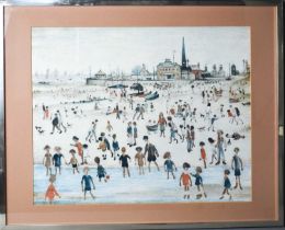 LS Lowry print, titled At The Seaside 1946, framed and glazed, 60 by 48cm.