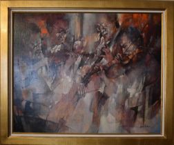 Angelo BELLINI (Italian, b. 1938) Musicians oil on canvas, signed lower right, 80 x 100 cm