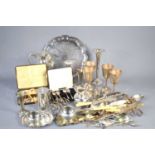 A selection of silver plateware, to include salver, jugs, budvase, toast racks, boxed and unboxed