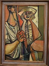 Lucio Ranucci (Italian, 1925-2017): Two figures, oil on board, signed & dated 1966 to lower right,