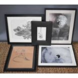 A group of contemporary art, to include pencil sketch depicting a gecko, a signed lithograph of a