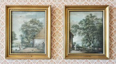 Paul SANDBY, R.A. (British, 1731-1809): A pair of landscapes depicting a woman and animals,
