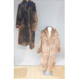 Two vintage fur coats, lambswool and rabbit, both silk lined.