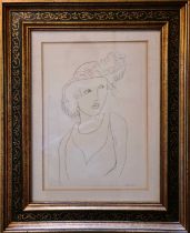 After Henri MATISSE (French, 1869-1954) Jeune Fille au Chapeau a Plumes lithograph, signed within