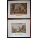 A pair of Victorian watercolours depicting Grantchester church and Kings College Chapel,