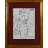 Dame Laura Knight (1877-1970): A charcoal on paper sketch, signed, 36 by 25cm. [Provenance:
