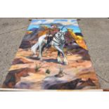 John Corvin (1924-2010): A very large hand painted show banner depicting Buffalo Bill, 178 by 266cm