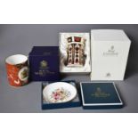 A boxed Royal Worcester mug, Golden Jubilee 1952-2002, with a boxed Royal Worcester pin dish with