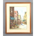A 20th century oil on canvas depicting an Italian street scene, signed bottom right, 39cm by 29cm.