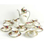 A 1930s Royal Doulton "Honesty" pattern coffee set together with a Noritake cup and saucer.