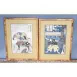 Utagawa Kuniyoshi(1798-1861):Two 19th century Japanese woodblock prints depicting Samurai Warriors.