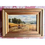 Afred A Glendenning (19th century 1861-1892): The Harvest Field, Midday, oil on board, title and