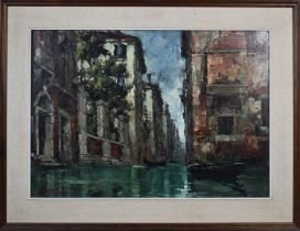 G Abatti (20th century): Venetian scene, oil on canvas, 48 by 67cm