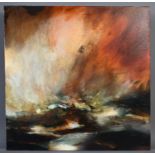 20th century oil on canvas, indistinctly signed, Distant Fires, signed and titled verso, dated 2006,