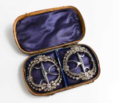A 18th century pair of Georgian silver and paste set buckles, in the original presentation box.