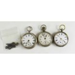 A Victorian silver cased open faced pocket watch, the white enamel dial with Roman numerals,