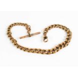 A 9ct rose gold Albert chain with twist curb link chain, 27g, 29cm long.