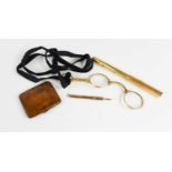 A group of collectables to include gold plated Swan Pen, a pair of gold plated folding spectacles, a