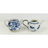 An 18th century Chinese, Qianglong, blue and white teapot, with metal handle, and another later