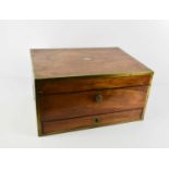 A 19th century campaign style Rosewood vanity case, with blue velvet lined and fitted interior,