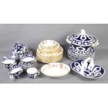 A group of Royal Crown Derby "Unfinished Imari" ceramics to include plates, tureen with lid, cups