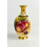 A Royal Worcester vase, of baluster form, paired with fruit, by Mosley, with apples peaches and