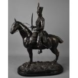 JR Skeaping, bronze equine study of an officer of the `17th Lancers with sword drawn, Shabraque