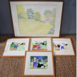 Catlin Whiting (20th century): a group of watercolours, depicting farmyard scenes, together with a