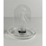 A Lalique glass ring tray, the arched panel depicting a female figure with flowing hair, signed