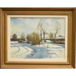 David Green (20th century): Winter Landscape, North Bedfordshire, dated verso 1998, signed lower