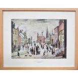 LS Lowry: print, A Lancashire Village, 30 by 40cm.