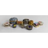 A selection of vintage and later pill / trinket boxes, to include Capodimonte porcelain example, a
