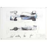 Formula 1 memorabilia: A limited edition Mercedes F1 signed technical drawing signed by Lewis