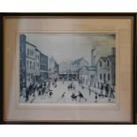 LS Lowry, limited edition signed lithograph, The Railway Crossing, 58 by 44cm, Provenance: The
